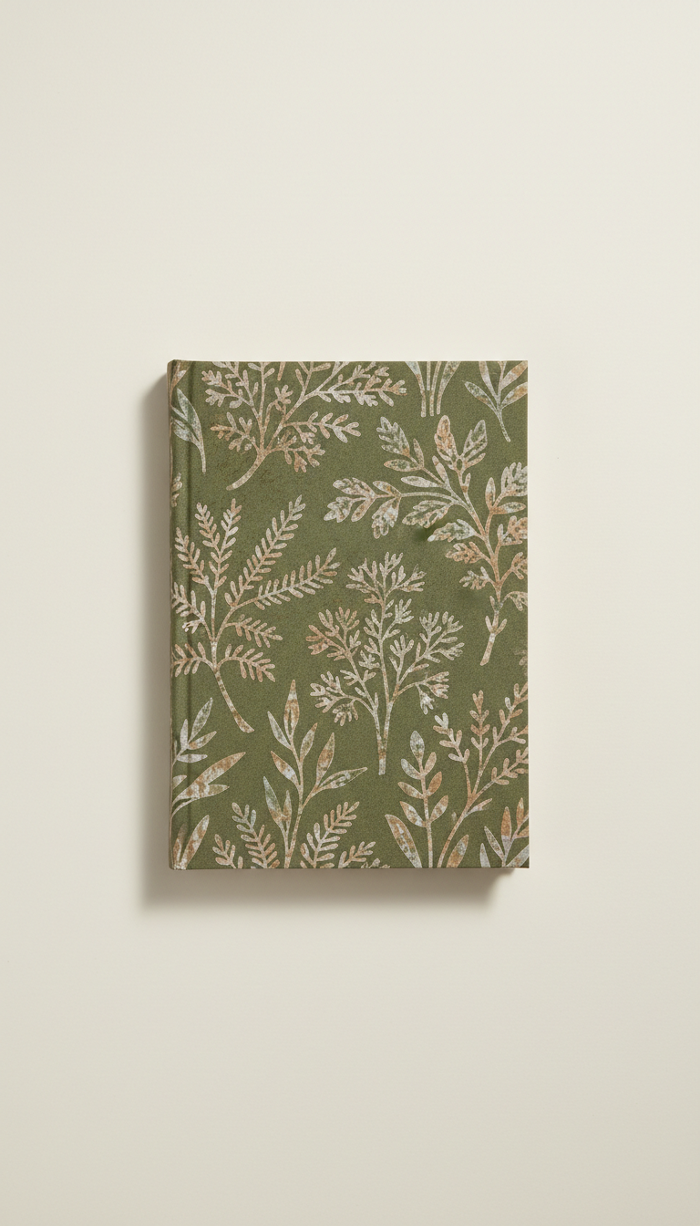 Botanical Hardcover Journal in Olive Moss